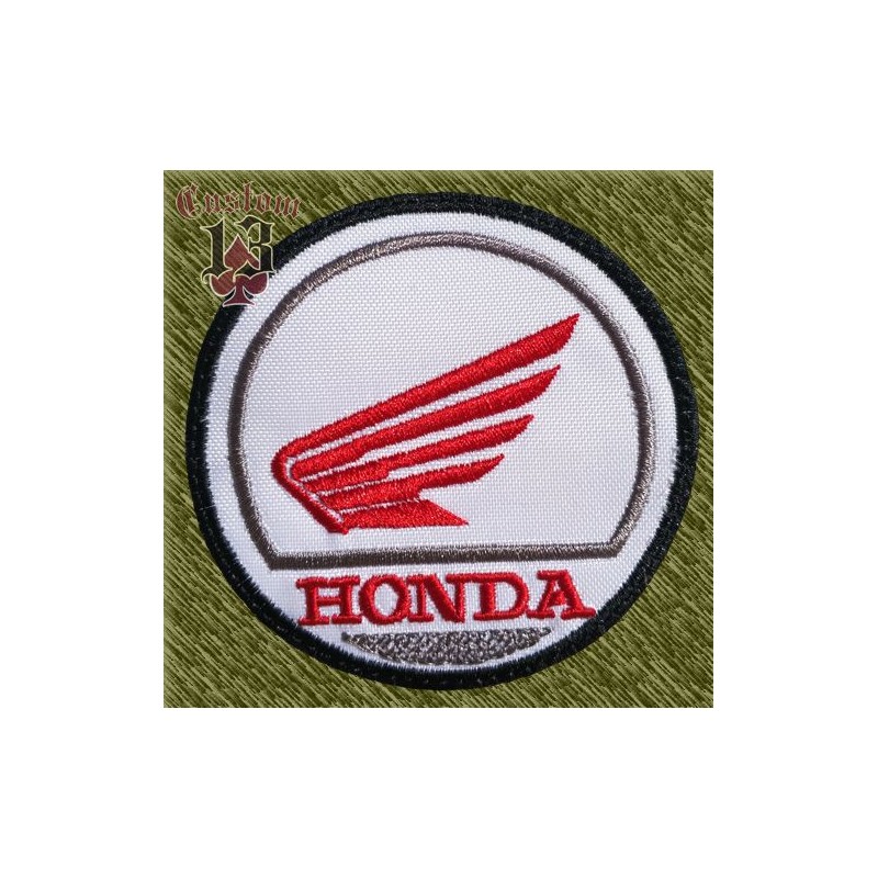 Parche Bordado Honda Redondo Blanco Custom