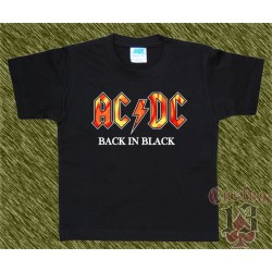 Camiseta de niños, ac-dc back in black fuego