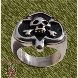 Anillo de acero, pica con calavera