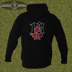 sudadera con capucha bordada, pica con 13