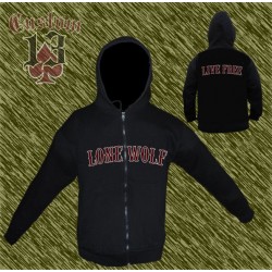 Sudadera con capucha, lone wolf, live free