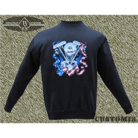 sudadera sin capucha, big twin flag