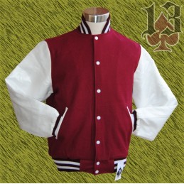 Chaqueta universitario USA granate, mangas de piel