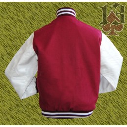 Chaqueta universitario USA granate, mangas de piel