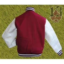 Chaqueta universitario USA granate, mangas de piel