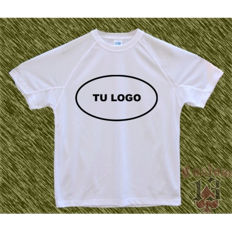 Camiseta blanca polyester, personalizada