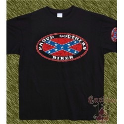 Camiseta negra, proud southern biker, ovalado