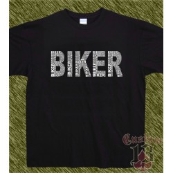 Camiseta negra, biker palabras