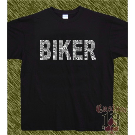 Camiseta negra, biker palabras