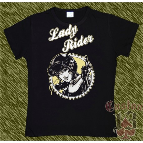 Camiseta negra de mujer, lady rider