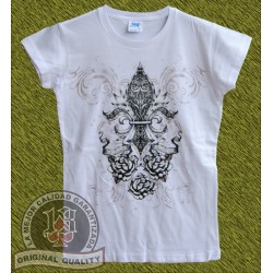 Camiseta de mujer, flor de lis con rosas