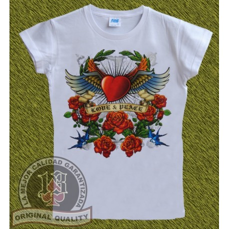 Camiseta de mujer, love & peace