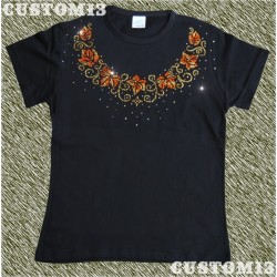 Camiseta pedrería mujer, Hojas