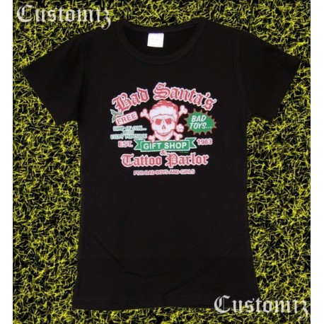 Camiseta mujer, Bad santa's, tattoo parlor