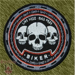 Parche bordado, 3 calaveras biker