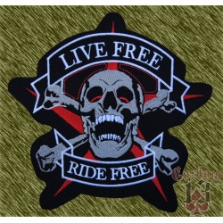 Parche grande, live free - ride free, new.