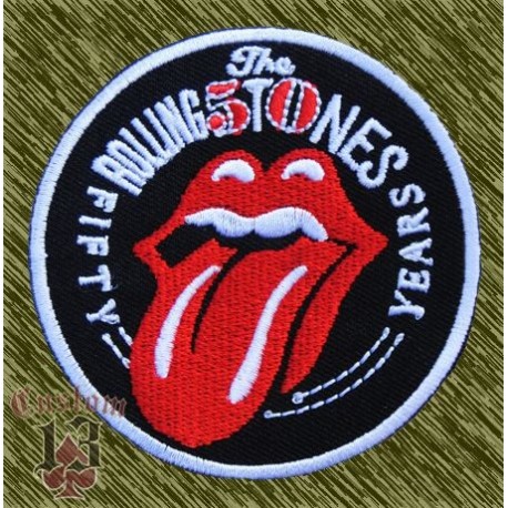 parche bordado, rolling stones, 50 years