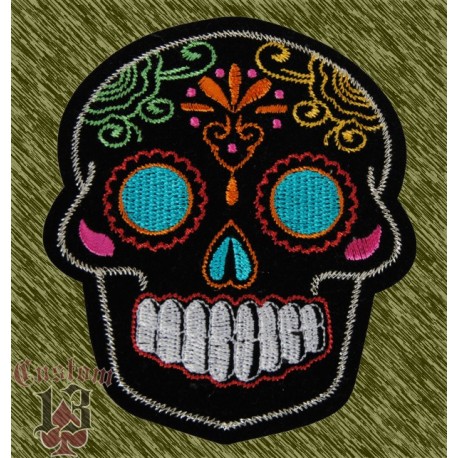 Parche calavera mexicana fondo negro