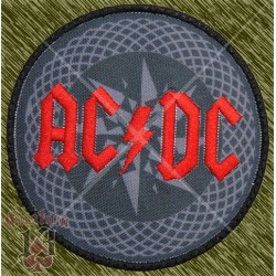 Parche sublimado y bordado, ac dc, black ice