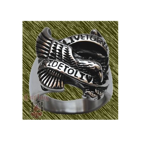 Anillo de acero, águila, live to ride