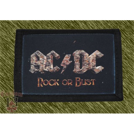 cartera nylon con cadena, ac dc, rock or bust