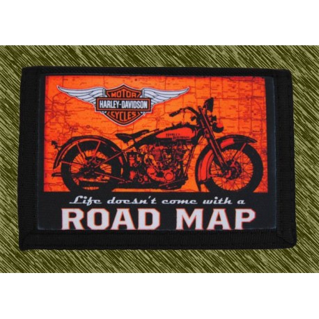 cartera nylon con cadena, road map, harley