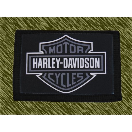 cartera nylon con cadena, harley logo gris