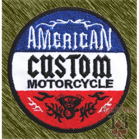 Parche bordado, american custom motorcycle