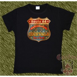 Camiseta negra de mujer, route 66, cocktails