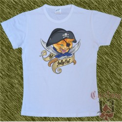 Camiseta blanca de mujer, the jolly cat