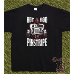 Camiseta negra, hot rod pinstripe