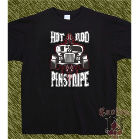 Camiseta negra, hot rod pinstripe