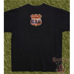 Camiseta negra, route 66, gas banderas