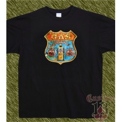 Camiseta negra, route 66, surtidor