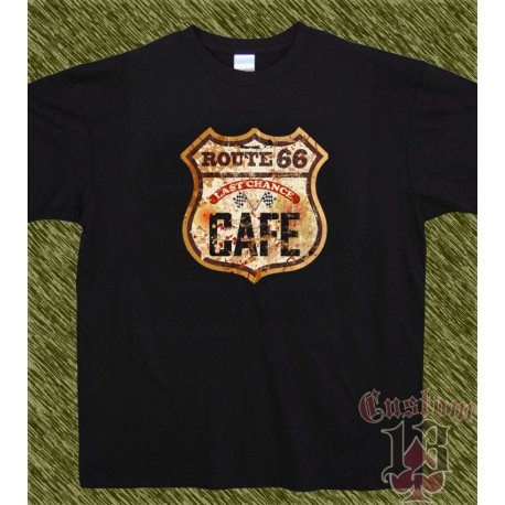 Camiseta negra, route 66, cafe