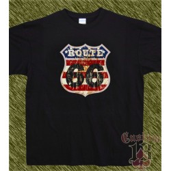 Camiseta negra, route 66, números negros