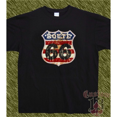 Camiseta negra, route 66, números negros