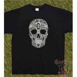 Camiseta negra, calavera outlaw racing