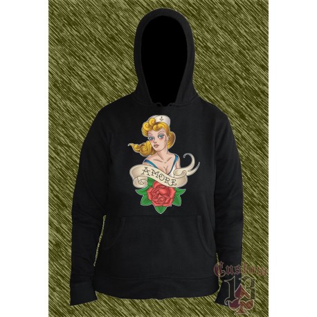 sudadera con capucha de mujer, amore