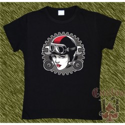 Camiseta negra de mujer, cafe racer woman