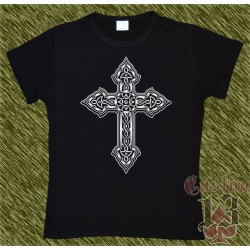 Camiseta negra de mujer, cruz celta 04