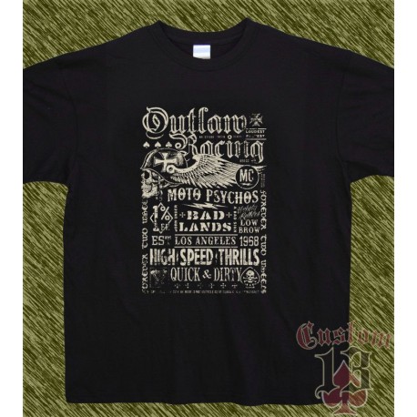 Camiseta negra, outlaw racing