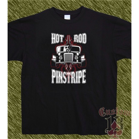 Camiseta negra, hot rod pinstripe