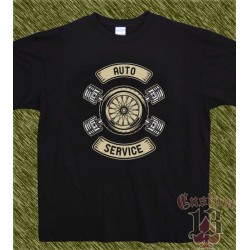 Camiseta negra, auto service