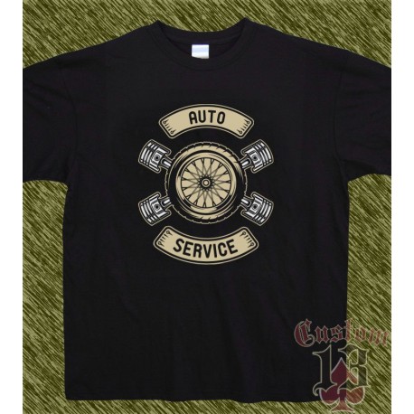 Camiseta negra, auto service