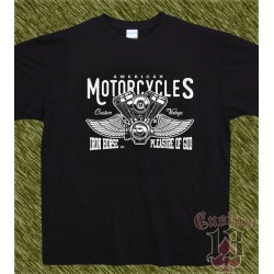 Camiseta negra, iron horse, pleasure of god