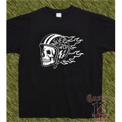 Camiseta negra, calavera never stop