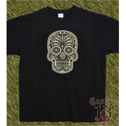 Camiseta negra, calavera mexicana, un color