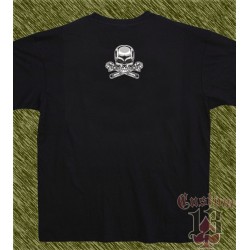 Camiseta negra, calavera tibias llaves