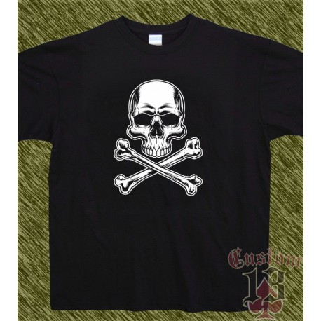 Camiseta negra, calavera tibias new